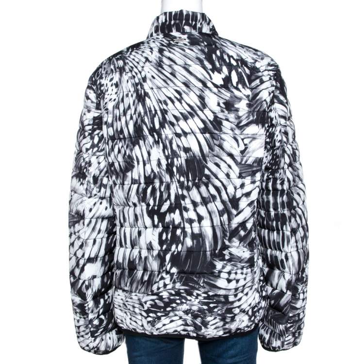 Pre Owned Just Cavalli Monochrome Printed Quilted Reversible Jacket L