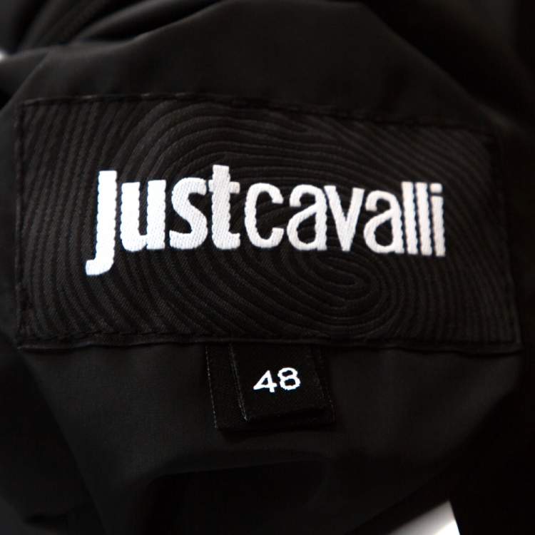 Pre Owned Just Cavalli Monochrome Printed Quilted Reversible Jacket L