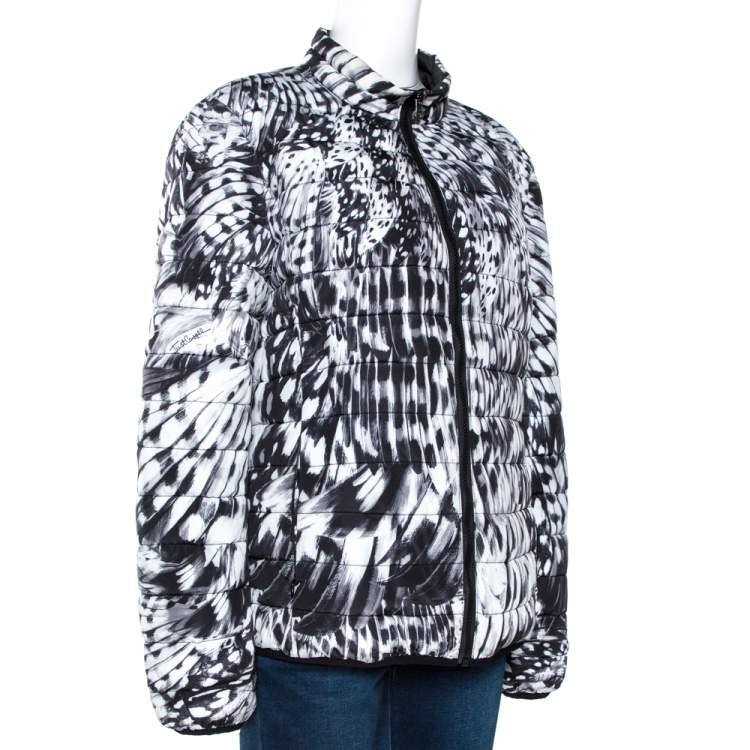 Pre Owned Just Cavalli Monochrome Printed Quilted Reversible Jacket L
