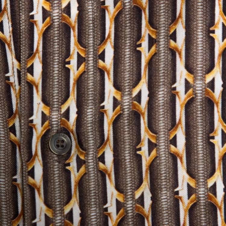 Pre Owned Just Cavalli Brown Abstract Printed Silk Shirt S