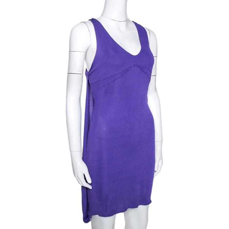 Pre Owned Just Cavalli Purple Stretch Jersey Sleeveless Mini Dress M