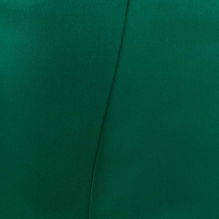 Pre Owned Just Cavalli Green Stretch Satin Flared Maxi Skirt S
