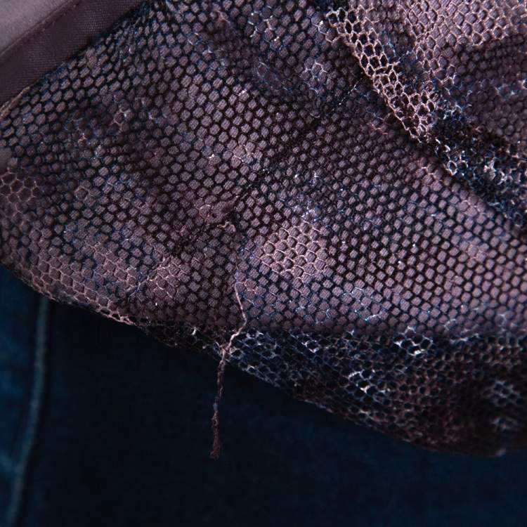 مملوكة مسبقًا Just Cavalli Mauve Satin Gathered Mesh Detail Halter Blouse M