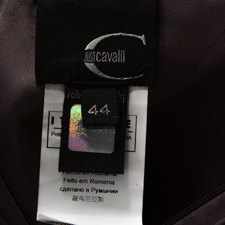 �مملوكة مسبقًا Just Cavalli Mauve Satin Gathered Mesh Detail Halter Blouse M