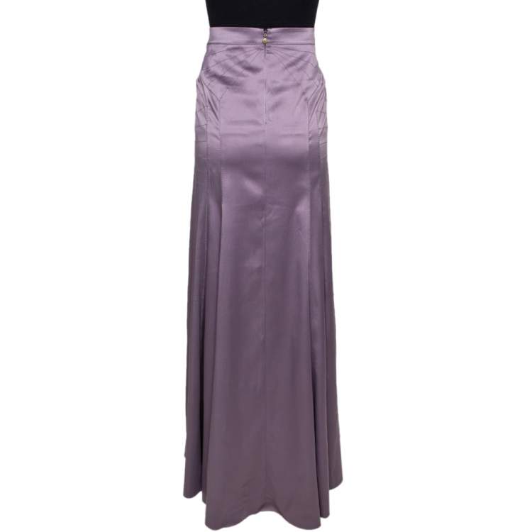 Pre Owned Just Cavalli Mauve Stretch Satin Maxi Skirt M