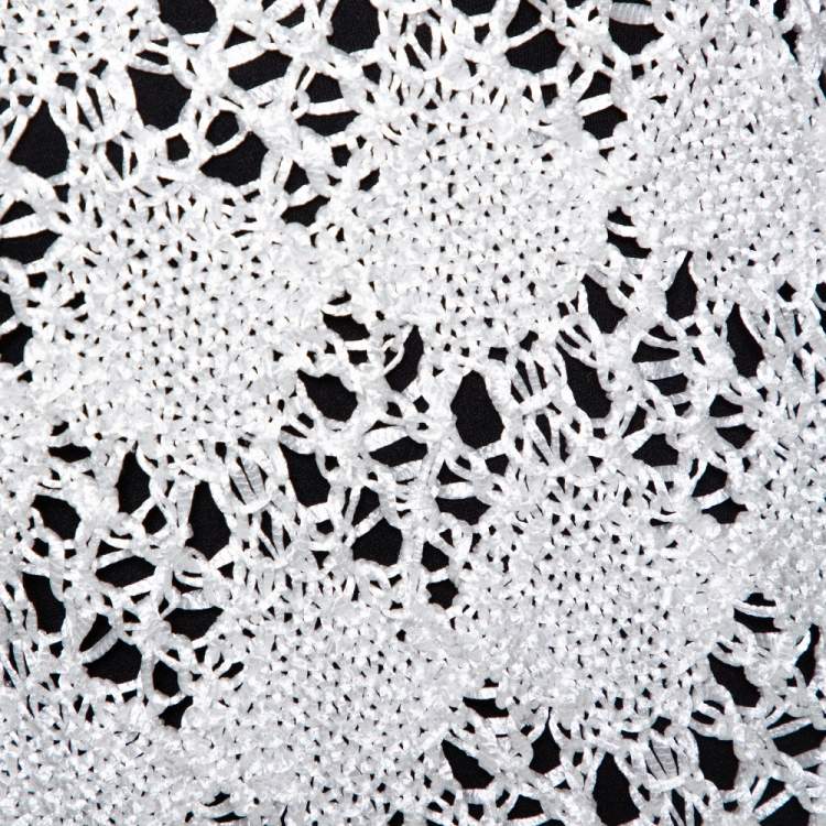 Pre Owned Just Cavalli White Cotton Open Crochet Knit Sleeveless Top M