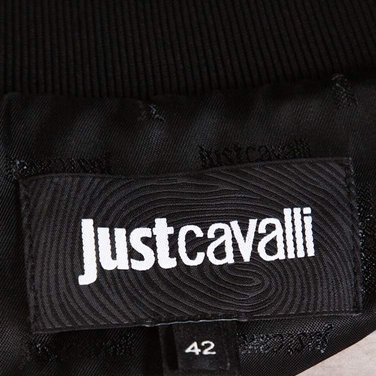 Pre Owned Just Cavalli Black Crepe Embellished Bomber Jacket M