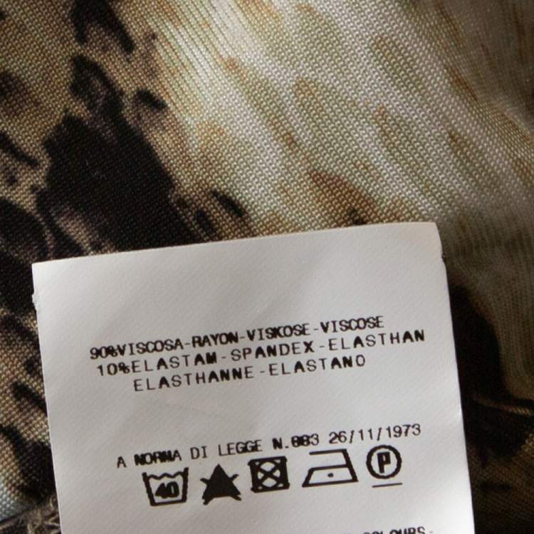 Pre Owned Just Cavalli Khaki Snake Print Jersey Draped Asymmetrical Top M