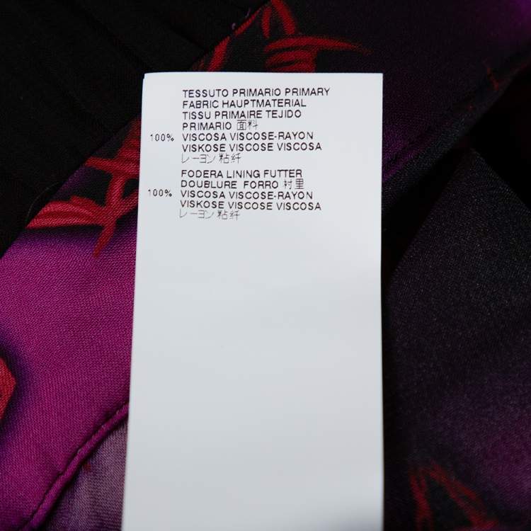 Pre Owned Just Cavalli Fuchsia Chiffon Star Print Flared Dress M