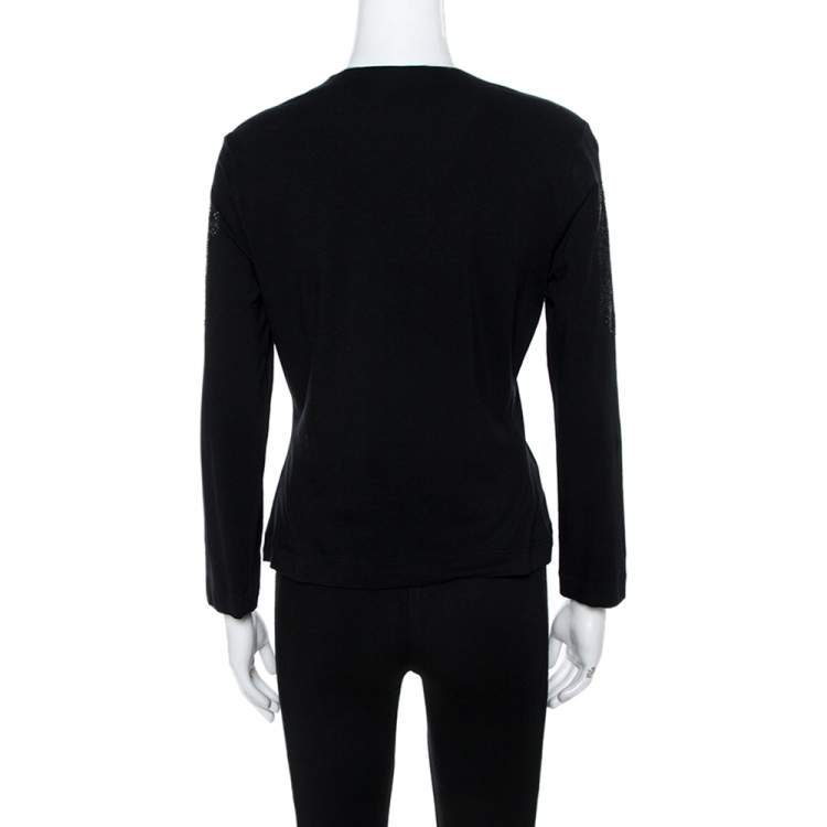 Pre Owned Just Cavalli Black Crystal Embellished Long Sleeve Top L