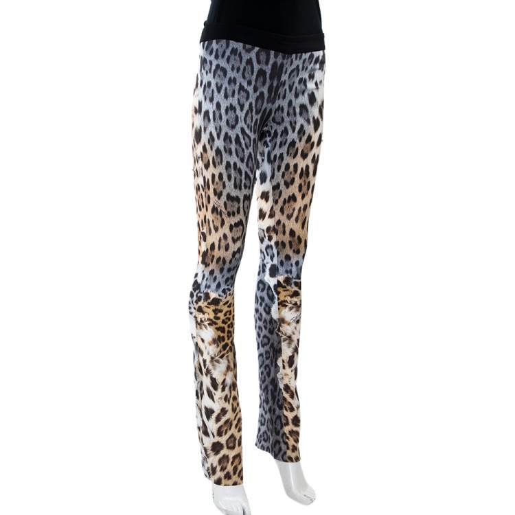 Pre Owned Just Cavalli Animal Print Cotton Flared Leg Trouser S