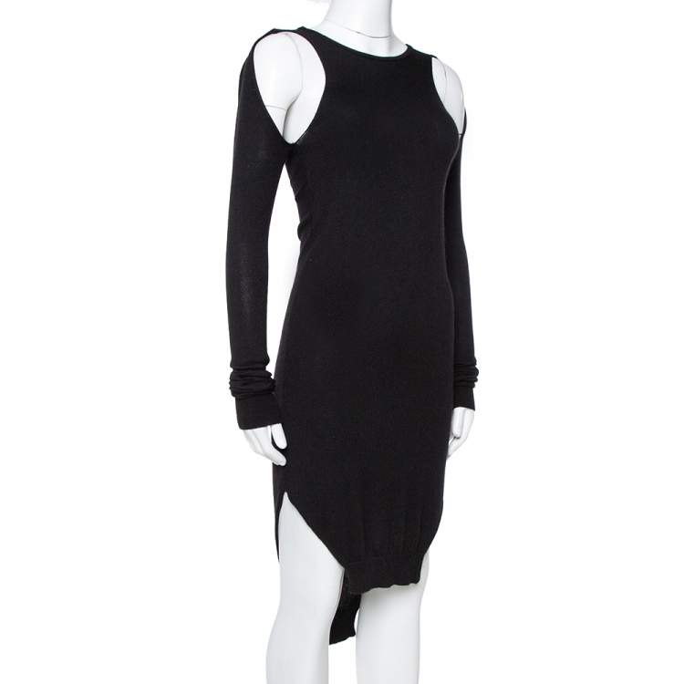 Pre Owned Just Cavalli Black Knit Cut-Out Detail Long Sleeve Dress XS