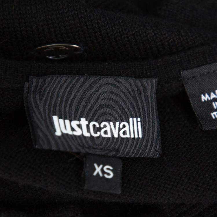 Pre Owned Just Cavalli Black Knit Cut-Out Detail Long Sleeve Dress XS