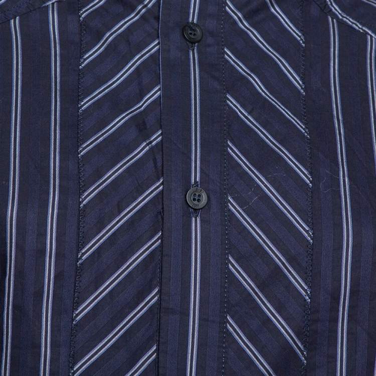 Pre Owned Just Cavalli Navy Blue Cotton Contrast Detail Button Front Shirt XS