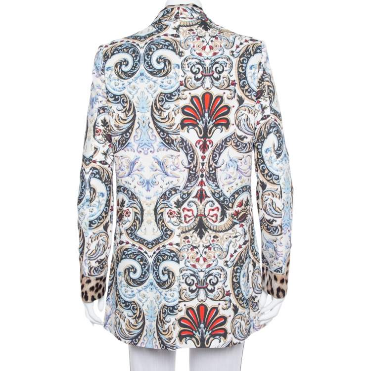 Pre Owned Just Cavalli Cream Baroque & Animal Printed Crepe Blazer M