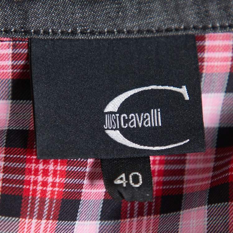 Pre Owned Just Cavalli Red & Black Contrast Patch Pocket & Collar Detail Shirt S