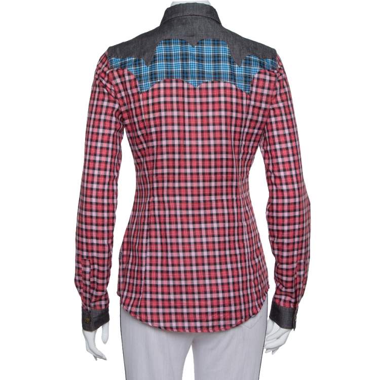 Pre Owned Just Cavalli Red & Black Contrast Patch Pocket & Collar Detail Shirt S