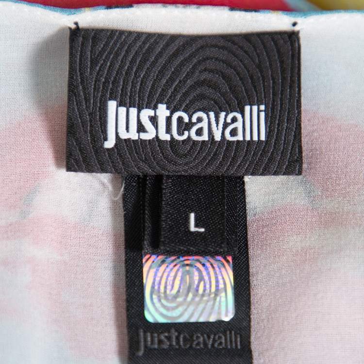 Pre Owned Just Cavalli Multicolor Printed Chiffon Kaftan Top L  
