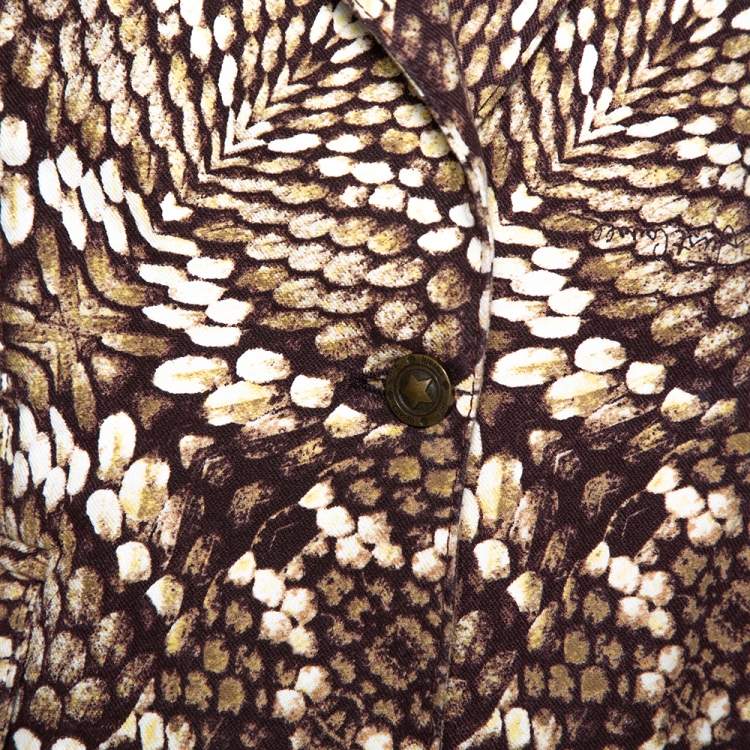 Pre Owned Just Cavalli Brown Printed Cotton Blazer L