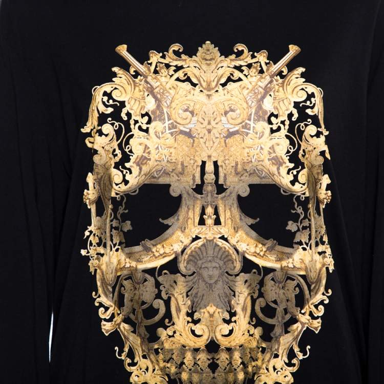 Pre Owned Just Cavalli Black Printed Cotton Long Sleeve Crewneck T Shirt XXL