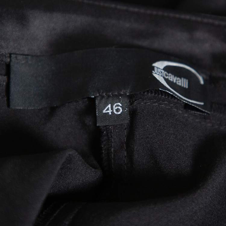 Pre Owned Just Cavalli Black Satin Paneled Maxi Skirt L