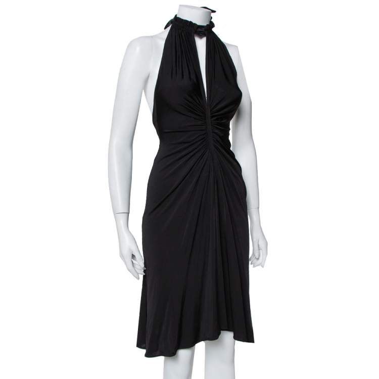 Pre Owned Just Cavalli Black Knit Halter Neck Flared Mini Dress S