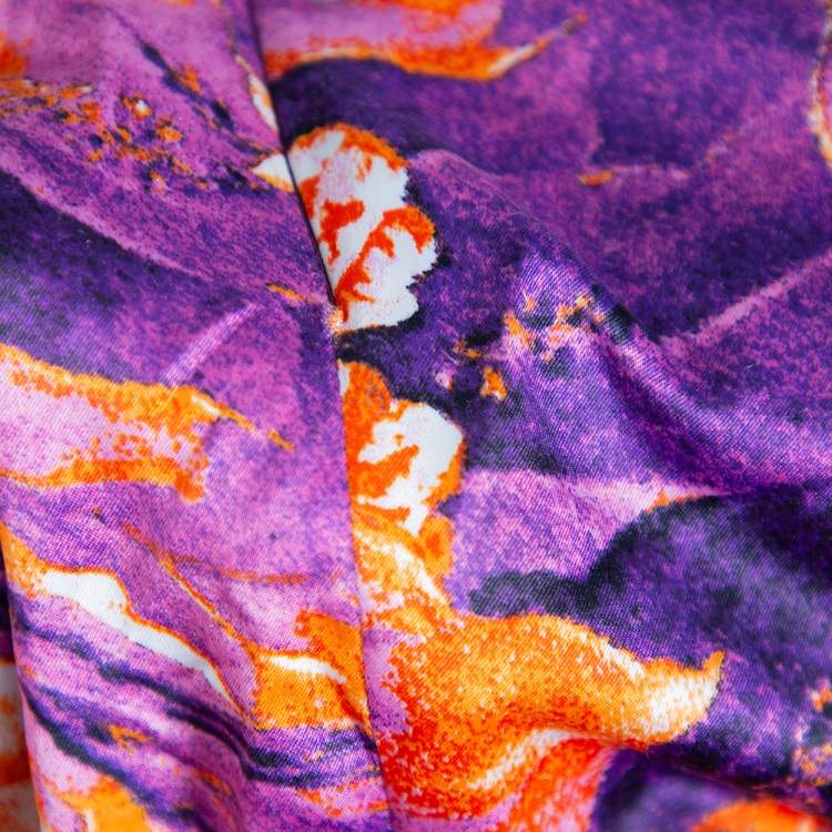 Pre Owned Just Cavalli Multicolor Printed Stretch Satin Bustier Maxi Dress S