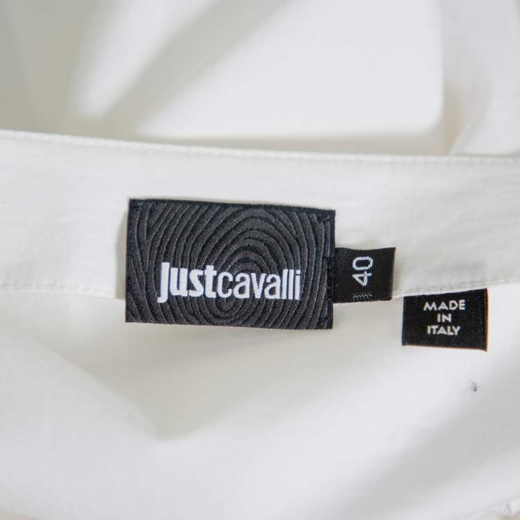 Pre Owned Just Cavalli White Cotton Lace up Waist Tie Detail Top S
