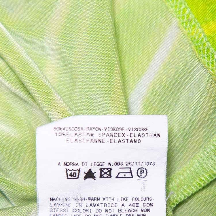 Pre Owned Just Cavalli Green Leaf Printed Knit Scoop Neck Sheath Dress M