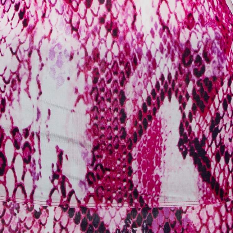 Pre Owned Just Cavalli Pink Animal Printed Knit Scoop Neck T-Shirt S