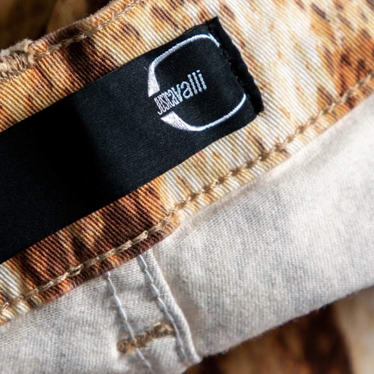 Pre Owned Just Cavalli Beige Animal Printed Denim Jeans M