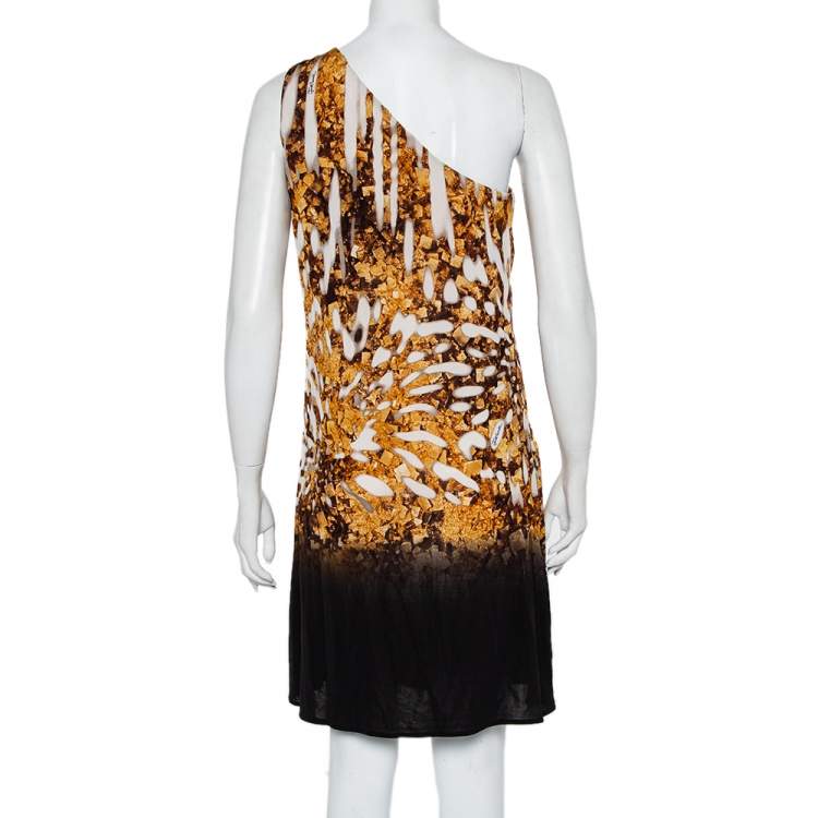Pre Owned Just Cavalli Multicolor Printed Jersey One Shoulder Shift Dress M