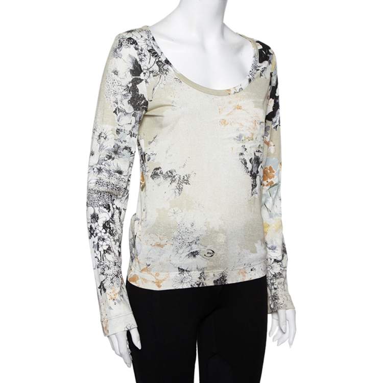 Pre Owned Just Cavalli Multicolor Printed Knit Scoop Neck T-Shirt L