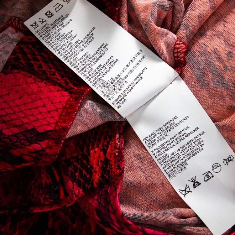 Pre Owned Just Cavalli Red Python Print Long Sleeve Cutout Back Detail Maxi Dress M