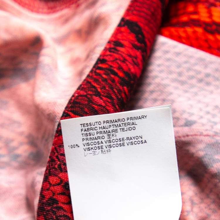 Pre Owned Just Cavalli Red Python Print Long Sleeve Cutout Back Detail Maxi Dress M
