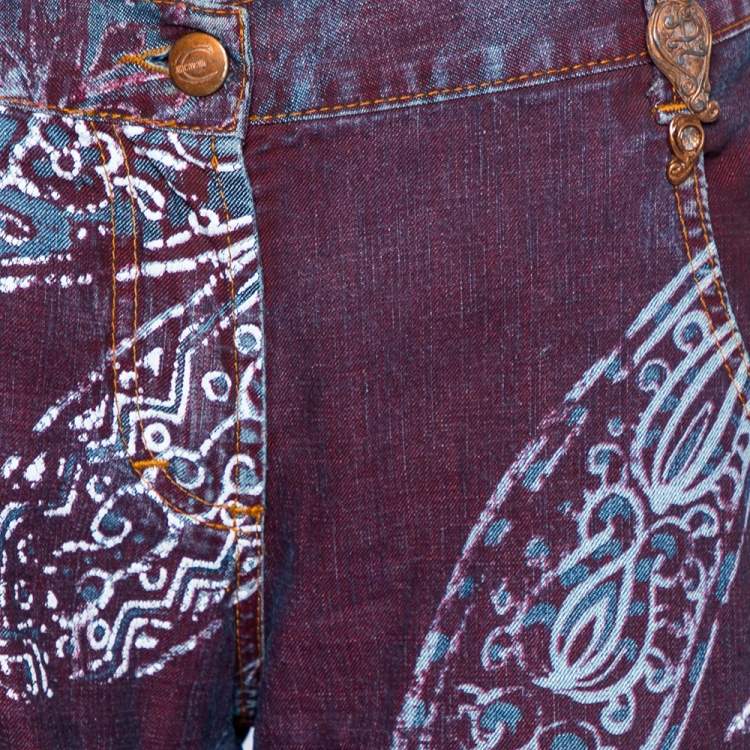Pre Owned Just Cavalli Purple Painted Denim Flared Leg Jeans M