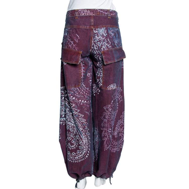 Pre Owned Just Cavalli Purple Painted Denim Flared Leg Jeans M