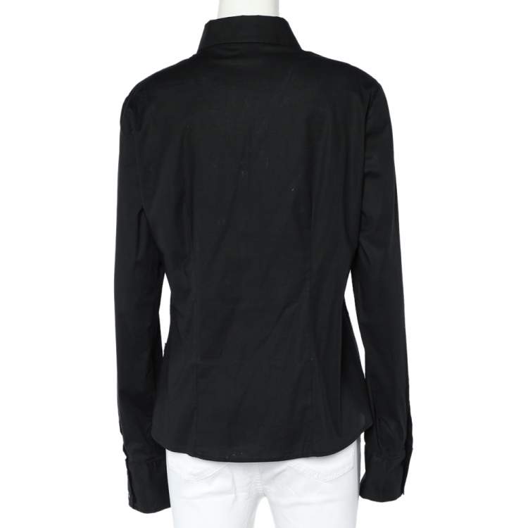 مملوكة مسبقًا Just Cavalli Black Logo Print Cotton Long Sleeve Shirt L