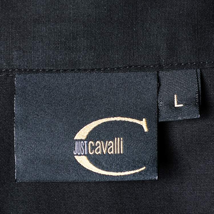 مملوكة مسبقًا Just Cavalli Black Logo Print Cotton Long Sleeve Shirt L