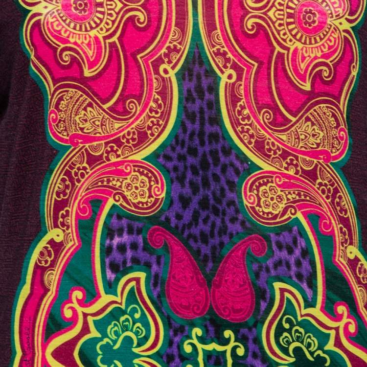 Pre Owned Just Cavalli Brown Printed Wool Knit Shift Dress L