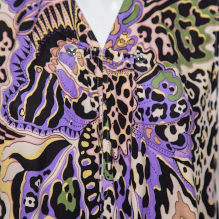 Pre Owned Just Cavalli Multicolored Printed Silk Knit Sleeveless Top M