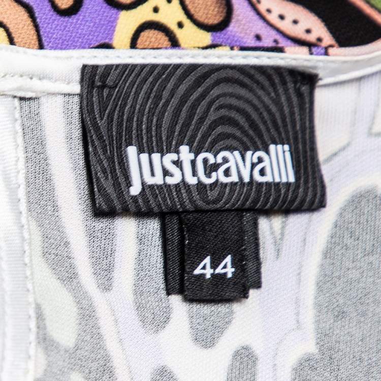 Pre Owned Just Cavalli Multicolored Printed Silk Knit Sleeveless Top M