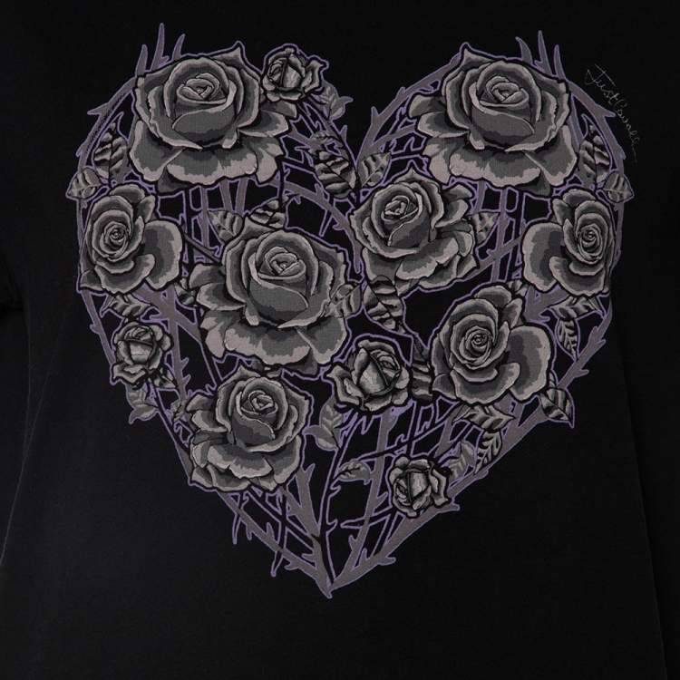 مملوكة مسبقًا Just Cavalli Black Printed Short Sleeve T-Shirt L