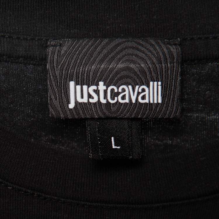 مملوكة مسبقًا Just Cavalli Black Printed Short Sleeve T-Shirt L