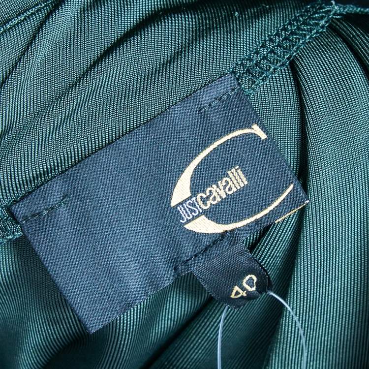 Pre Owned Just Cavalli Forest Green Jersey Ruched Halter Neck Midi Dress S