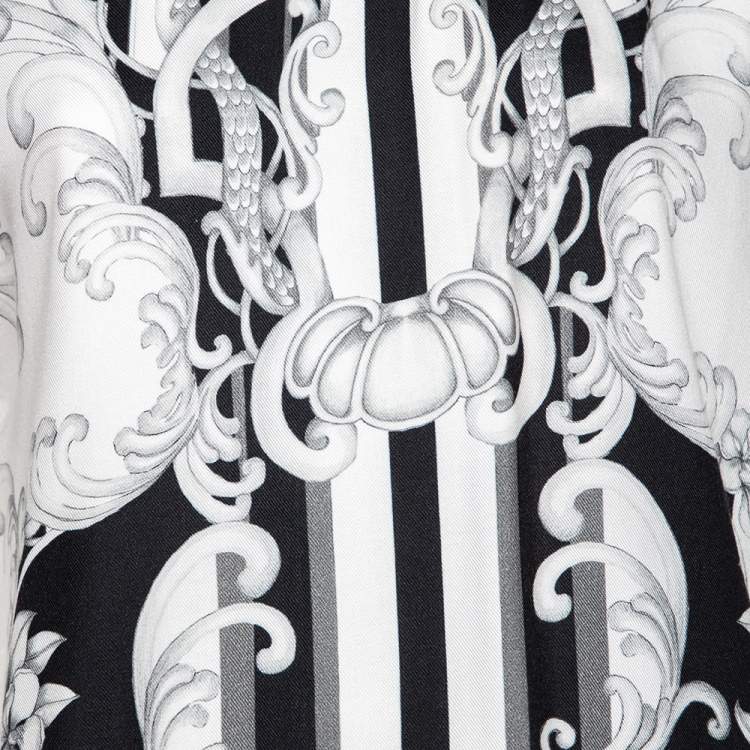 مملوكة مسبقًا Just Cavalli Black Abstract Printed Knit Paneled Chain Detail T-Shirt L 
