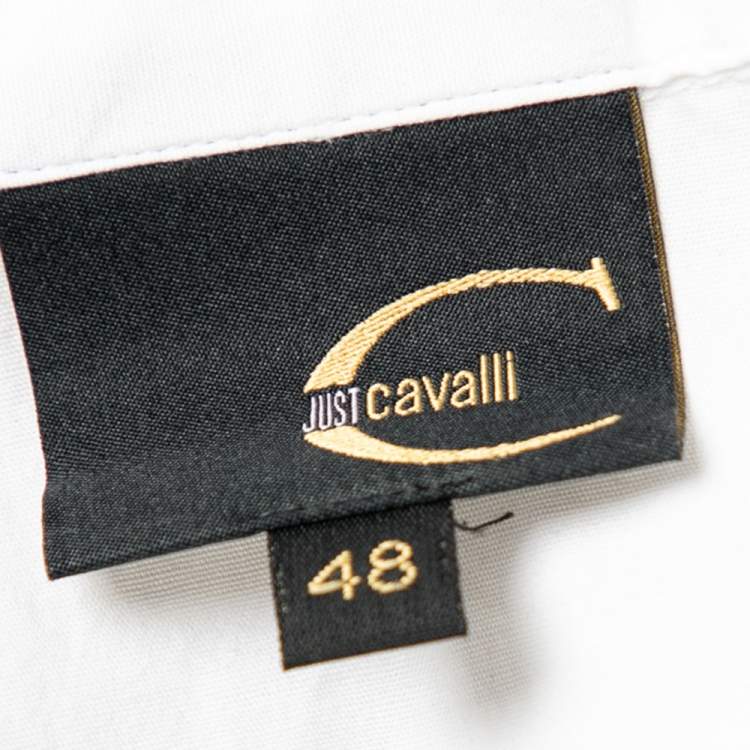 Pre Owned Just Cavalli White Cotton Paneled Button Front Shirt L