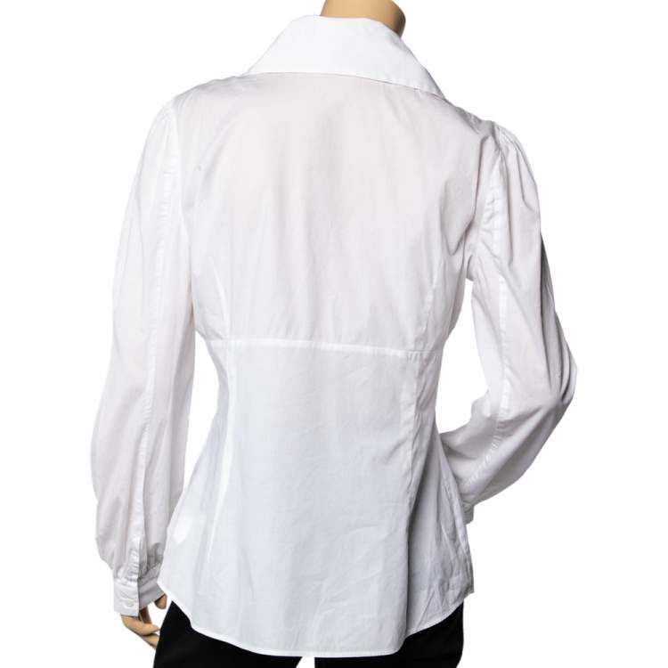 Pre Owned Just Cavalli White Cotton Paneled Button Front Shirt L