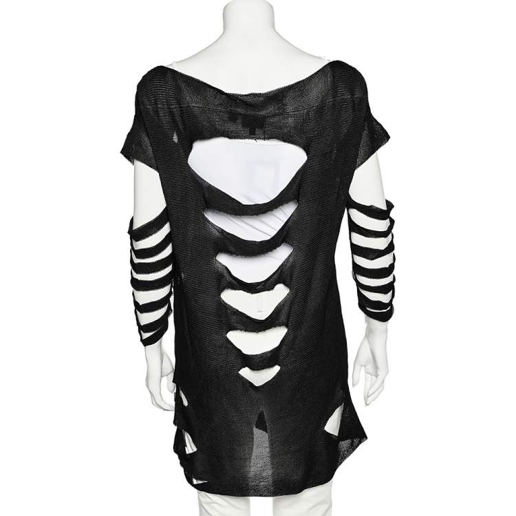 Pre Owned Just Cavalli Black Knit Cutout Detail Tunic L