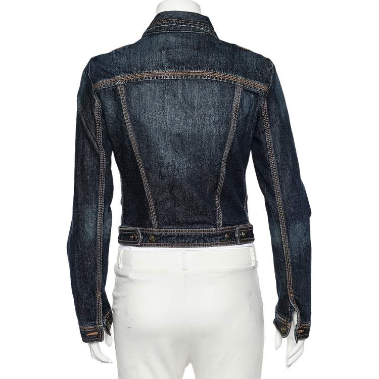 Pre Owned Just Cavalli Navy Blue Denim Button Front Jacket S